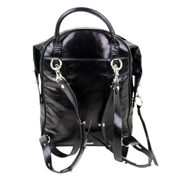 REBECCA MINKOFF BLACK GENUINE LEATHER BACKPACK CONVERTIBLE SHOULDER BAG PURSE - Picture 3 of 13